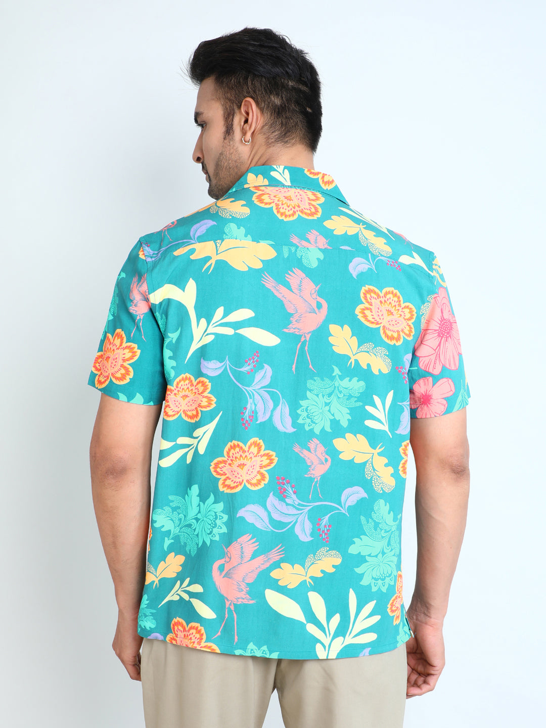 Relaxed Fit Mens Printed Casual Shirt (SS26-BIRDRETRO)