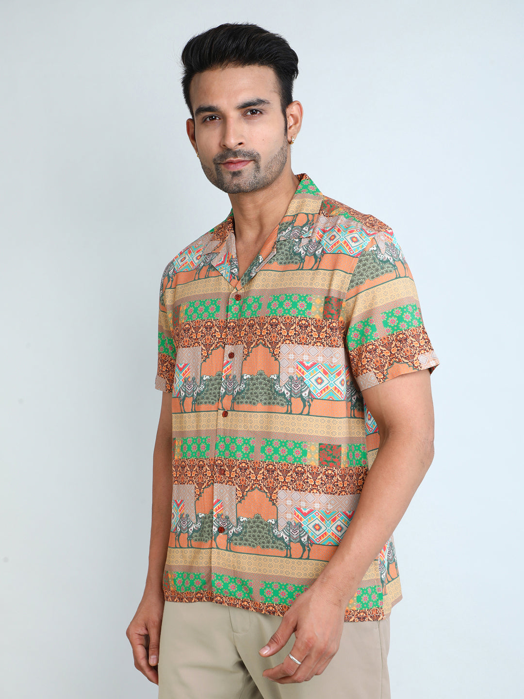 Relaxed Fit Mens Printed Casual Shirt (SS26-ETHENIC)