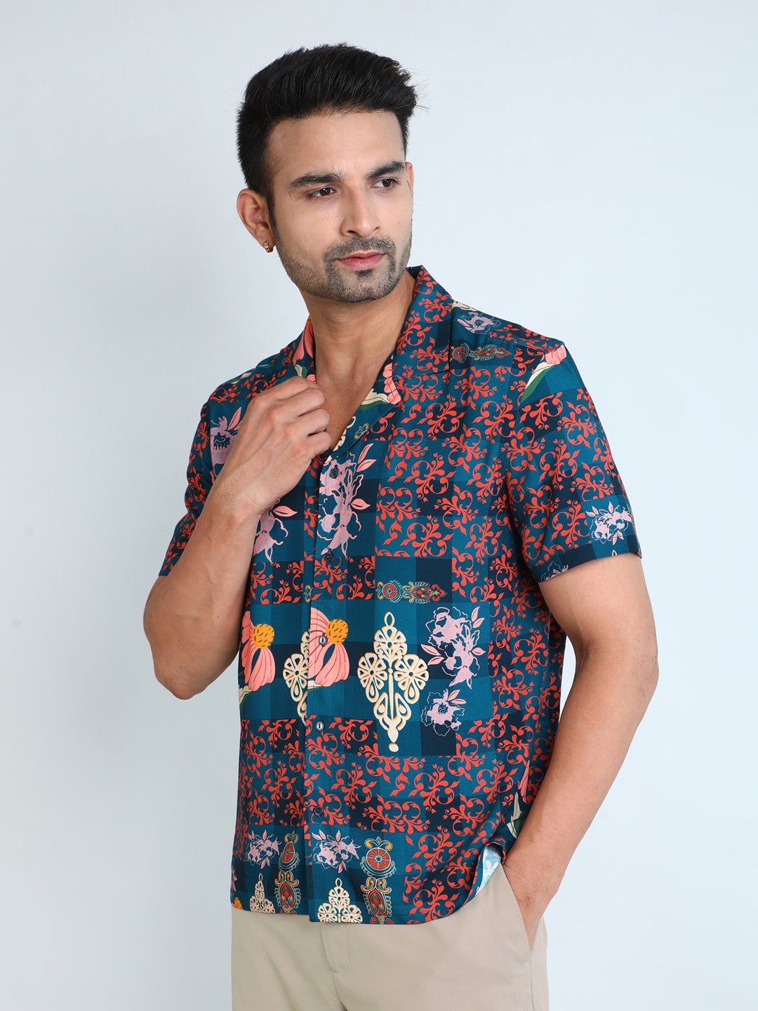 Relaxed Fit Mens Printed Casual Shirt (SS26-MIXEDMEDI)