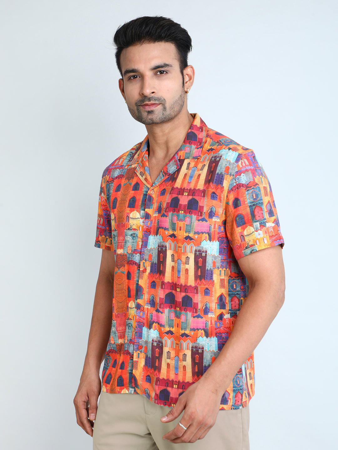 Relaxed Fit Mens Printed Casual Shirt (SS26-CITYSCAPE)