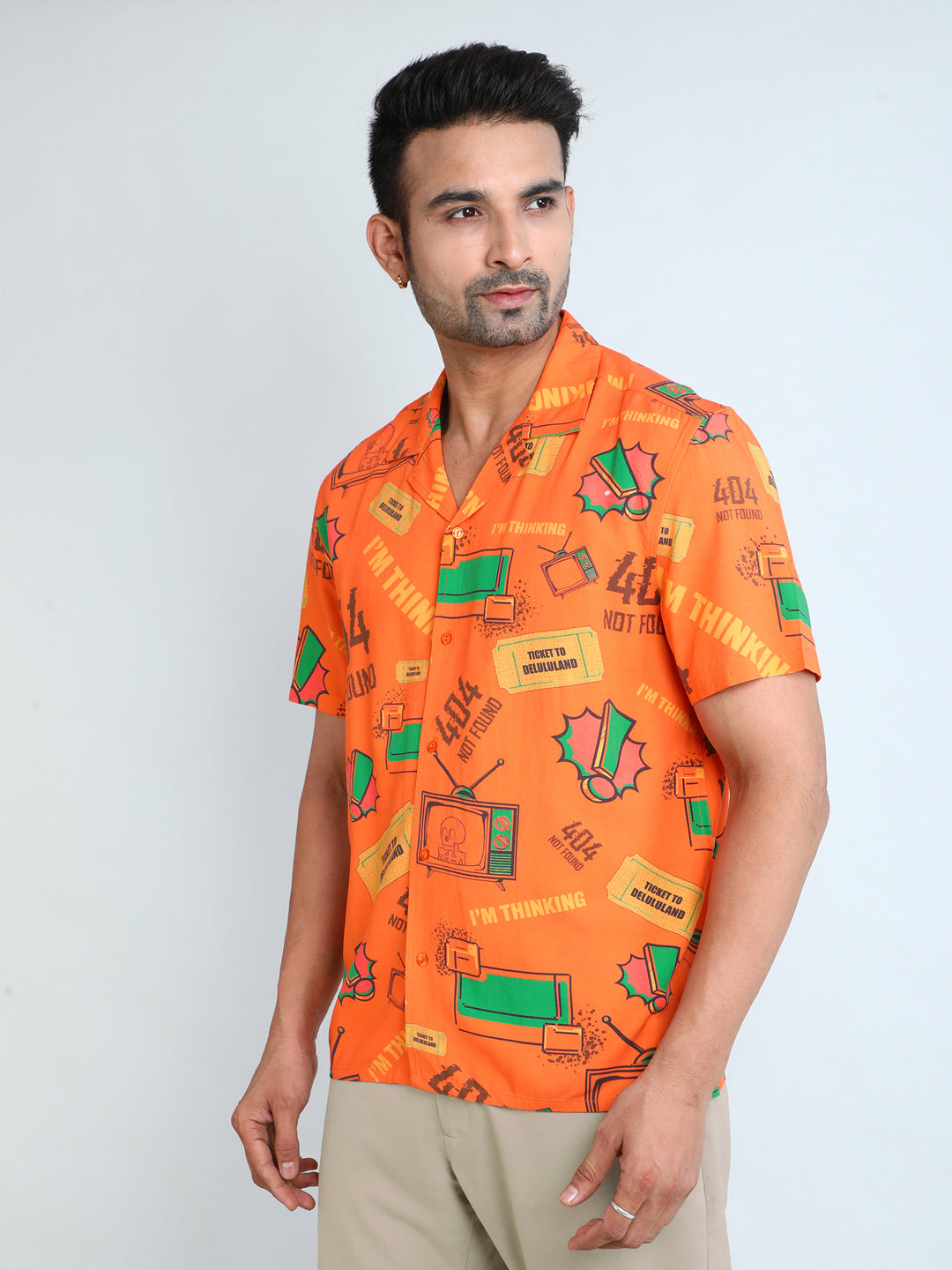 Relaxed Fit Mens Printed Casual Shirt (SS26-404ERROR)