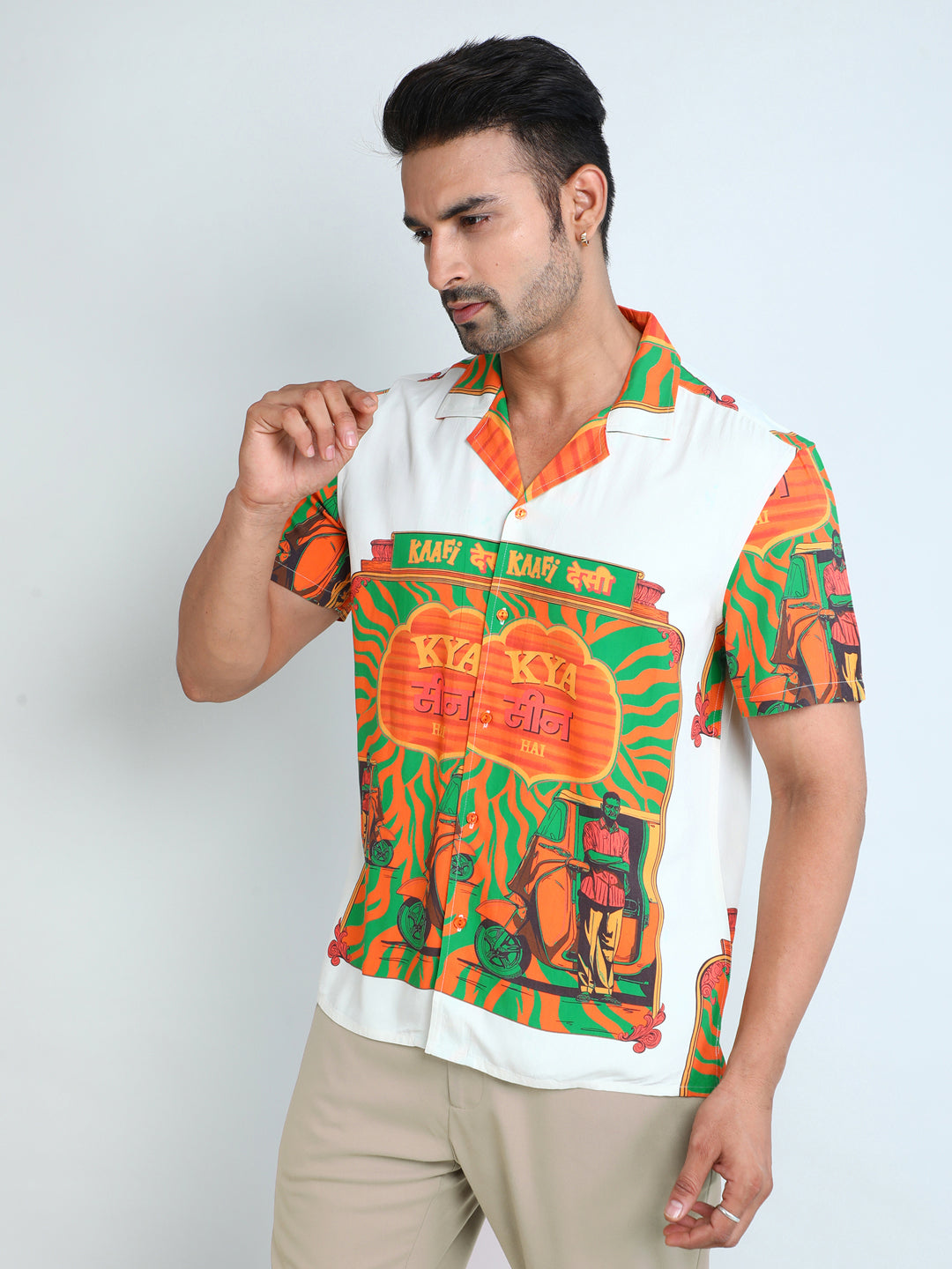 Relaxed Fit Mens Printed Casual Shirt (SS26-KAAFIDESI)