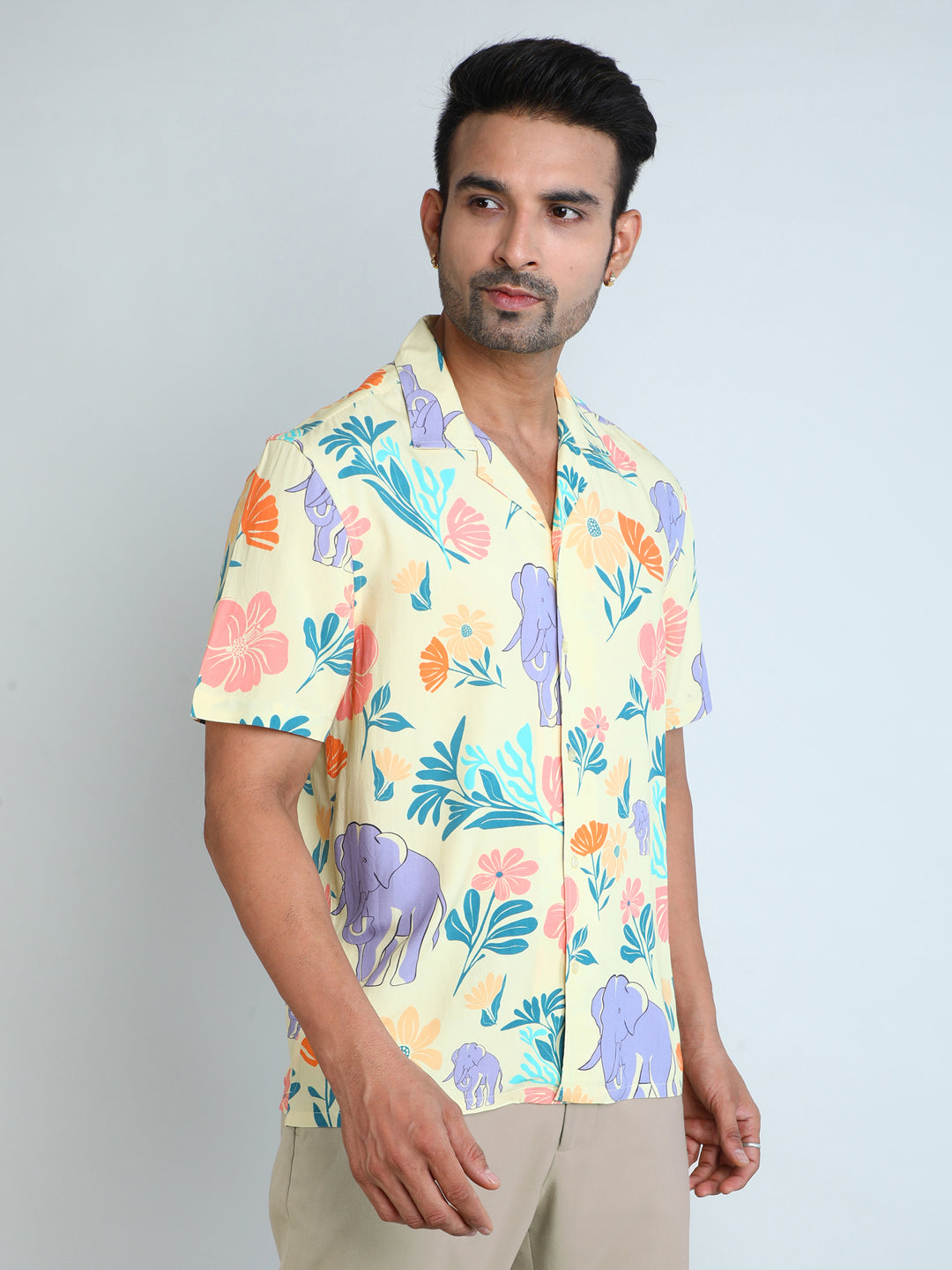 Relaxed Fit Mens Printed Casual Shirt (SS26-SAFARI)