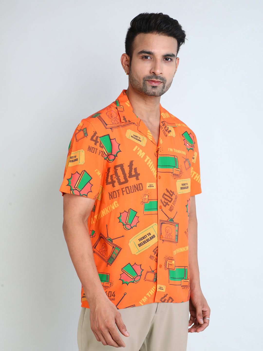 Relaxed Fit Mens Printed Casual Shirt (SS26-404ERROR)