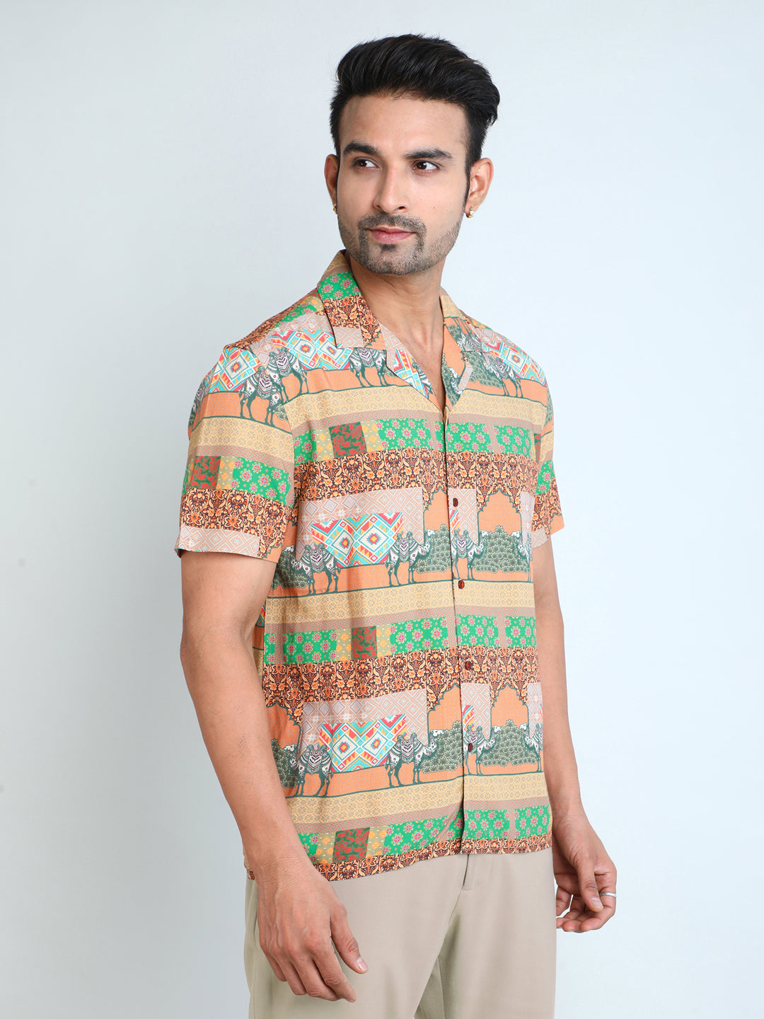 Relaxed Fit Mens Printed Casual Shirt (SS26-ETHENIC)