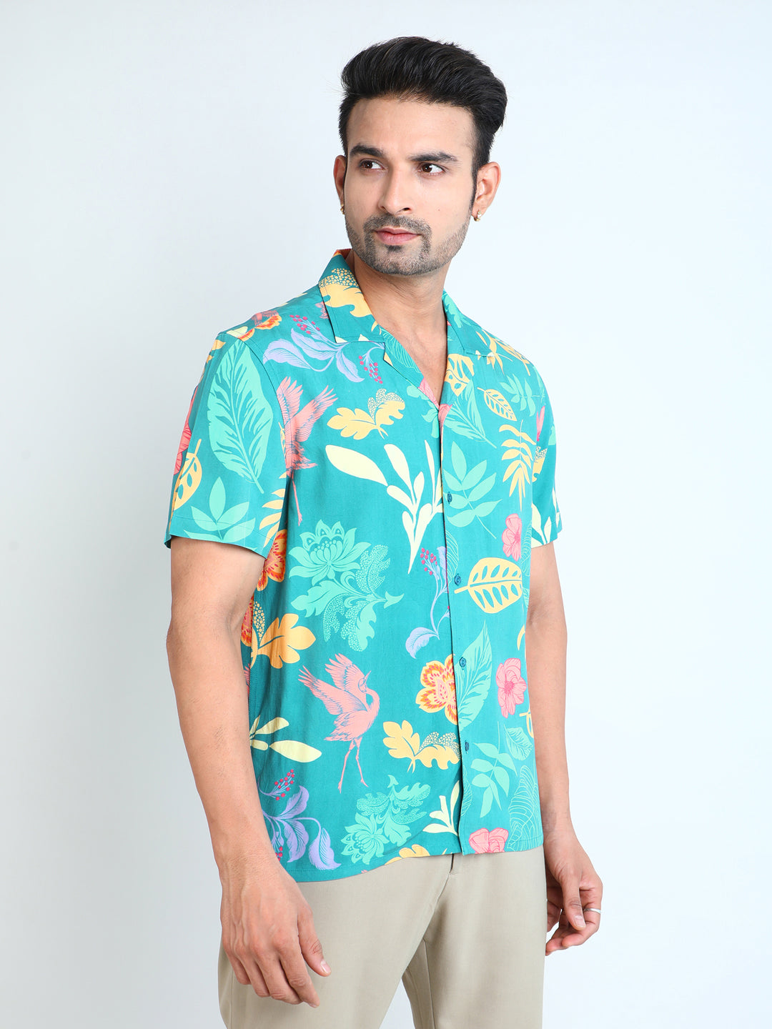 Relaxed Fit Mens Printed Casual Shirt (SS26-BIRDRETRO)