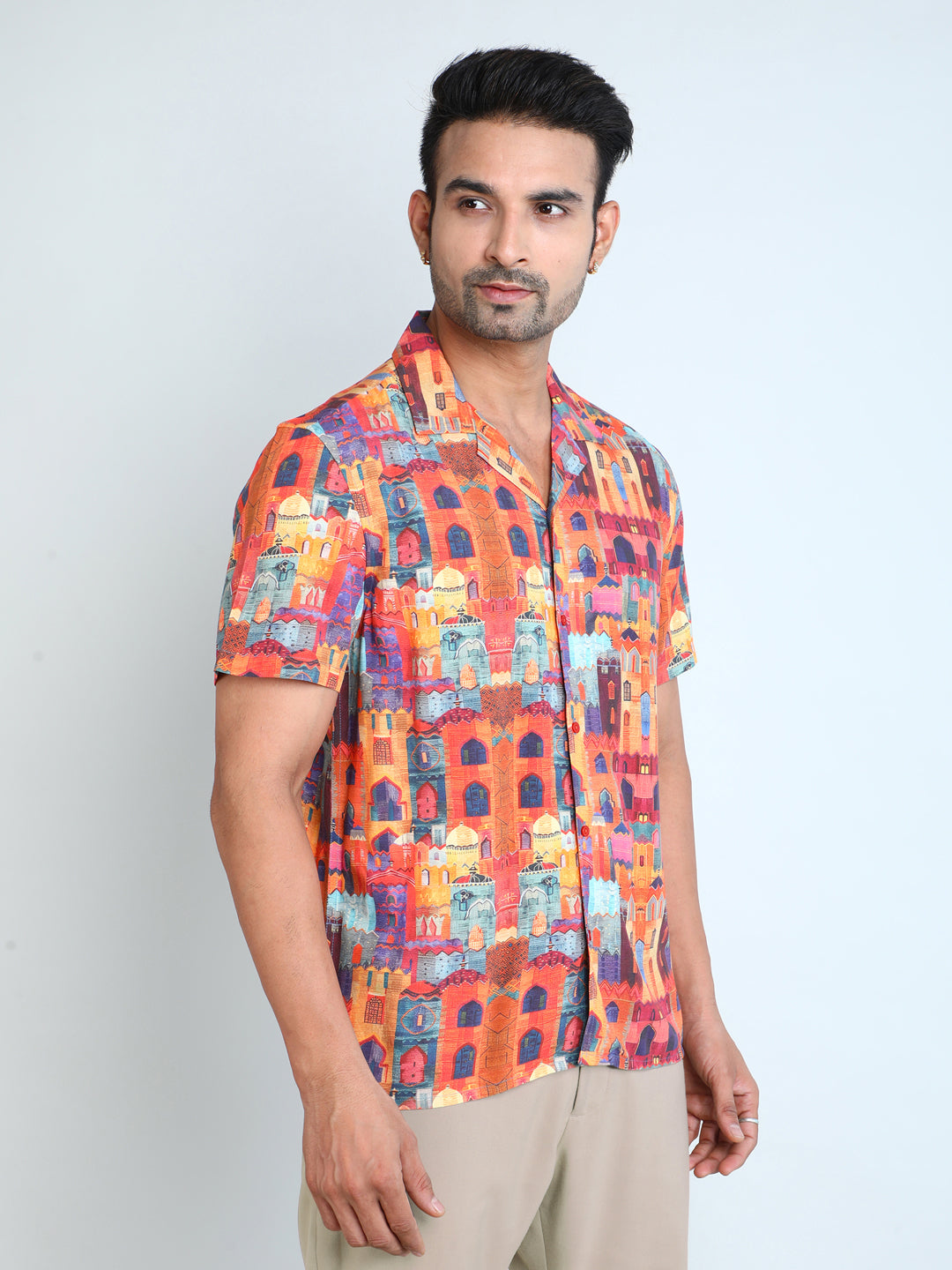 Relaxed Fit Mens Printed Casual Shirt (SS26-CITYSCAPE)