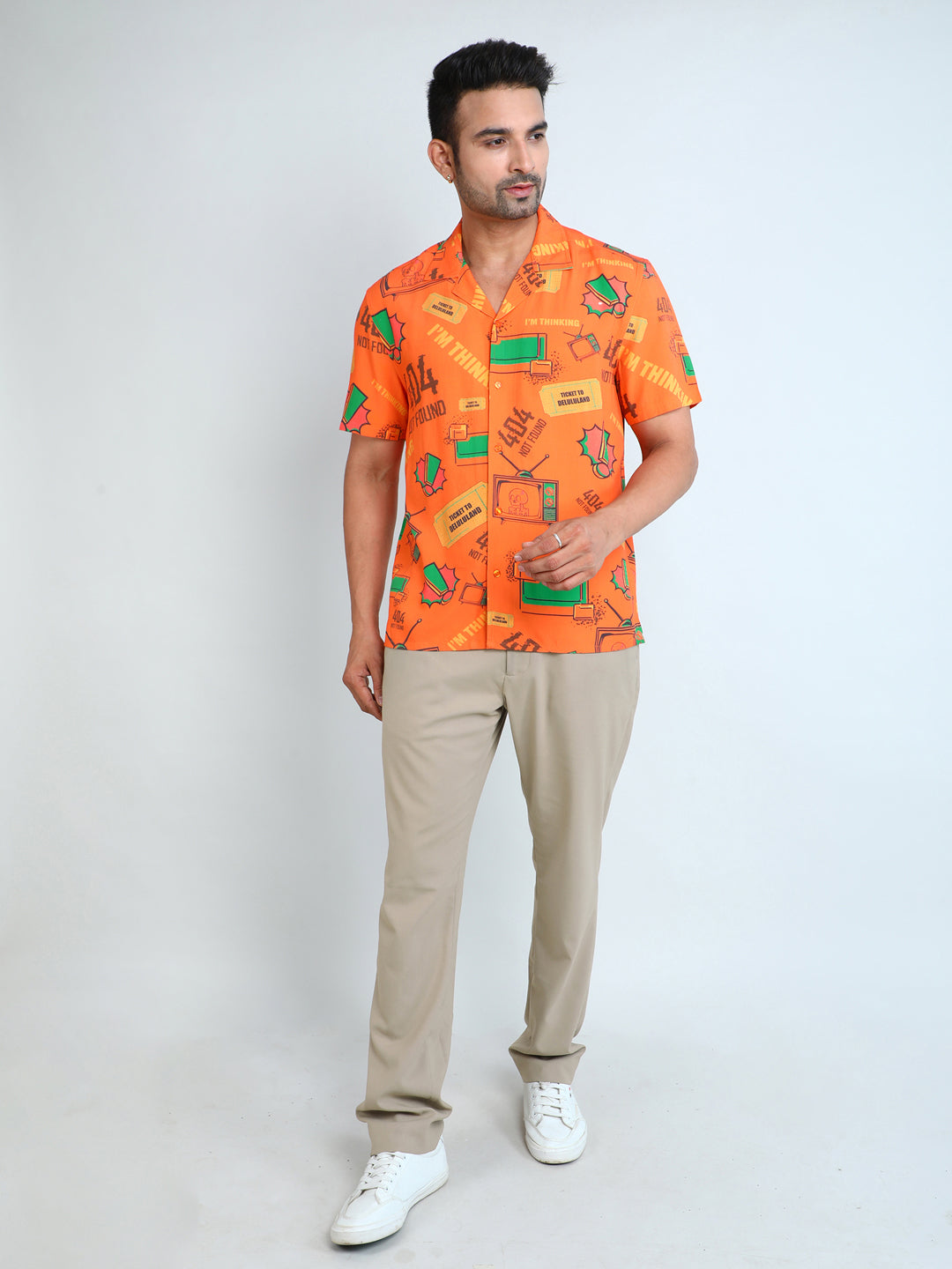 Relaxed Fit Mens Printed Casual Shirt (SS26-404ERROR)