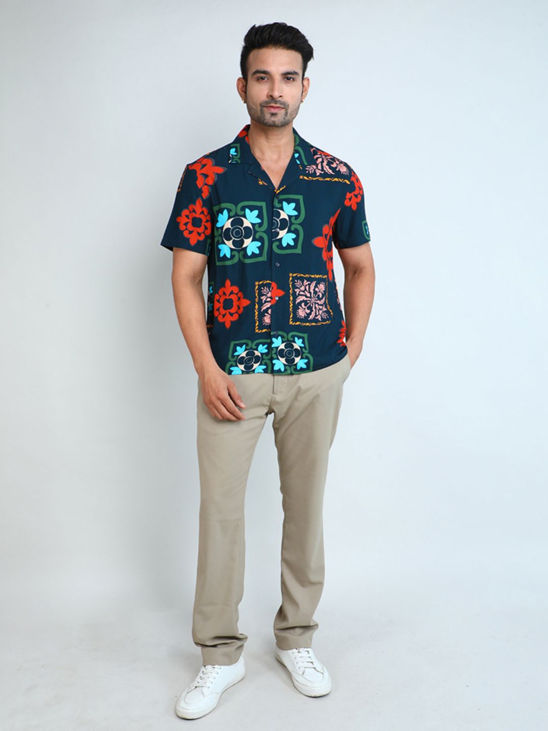 Relaxed Fit Mens Printed Casual Shirt (SS26-AZULEZO)