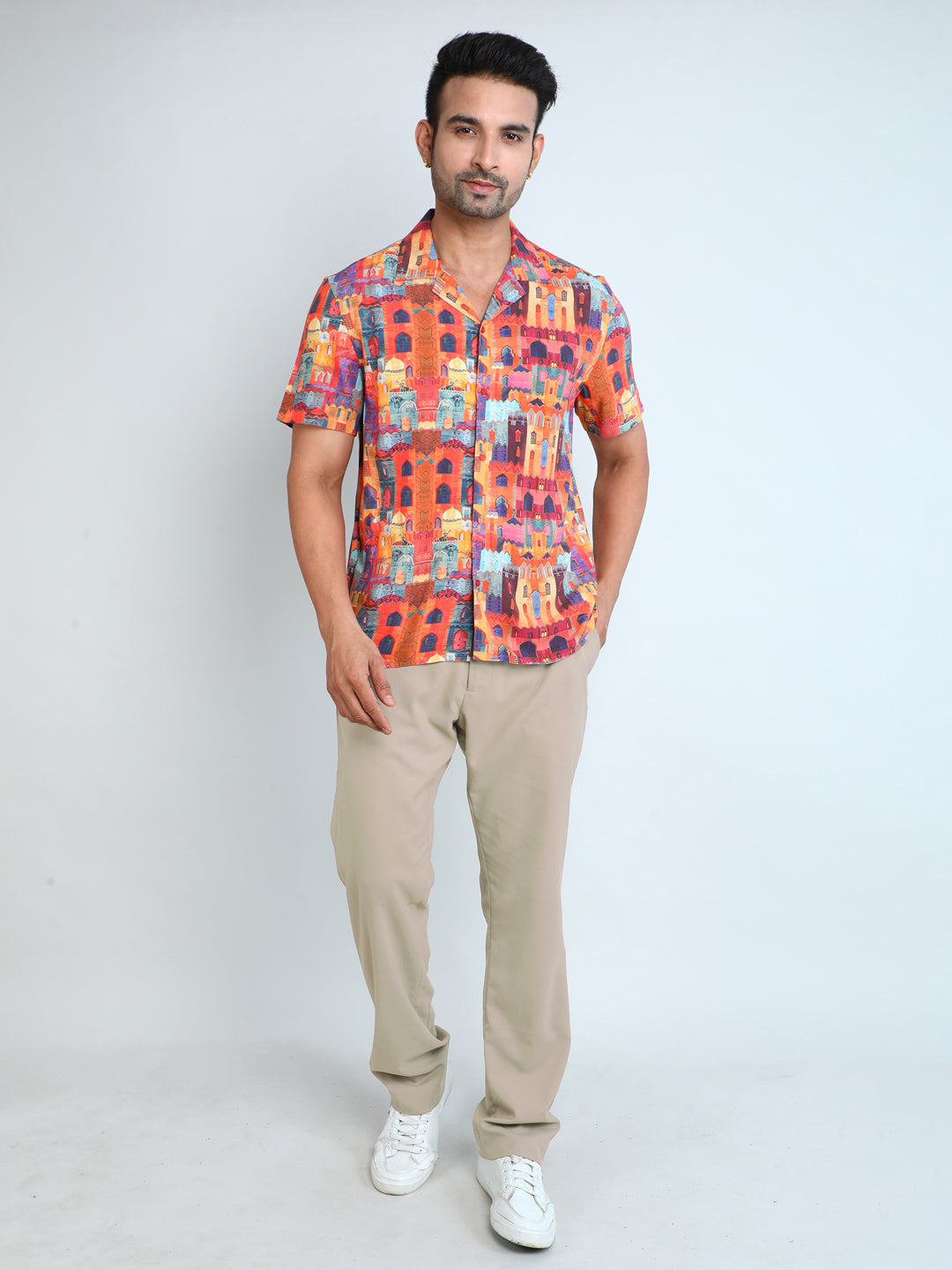 Relaxed Fit Mens Printed Casual Shirt (SS26-CITYSCAPE)