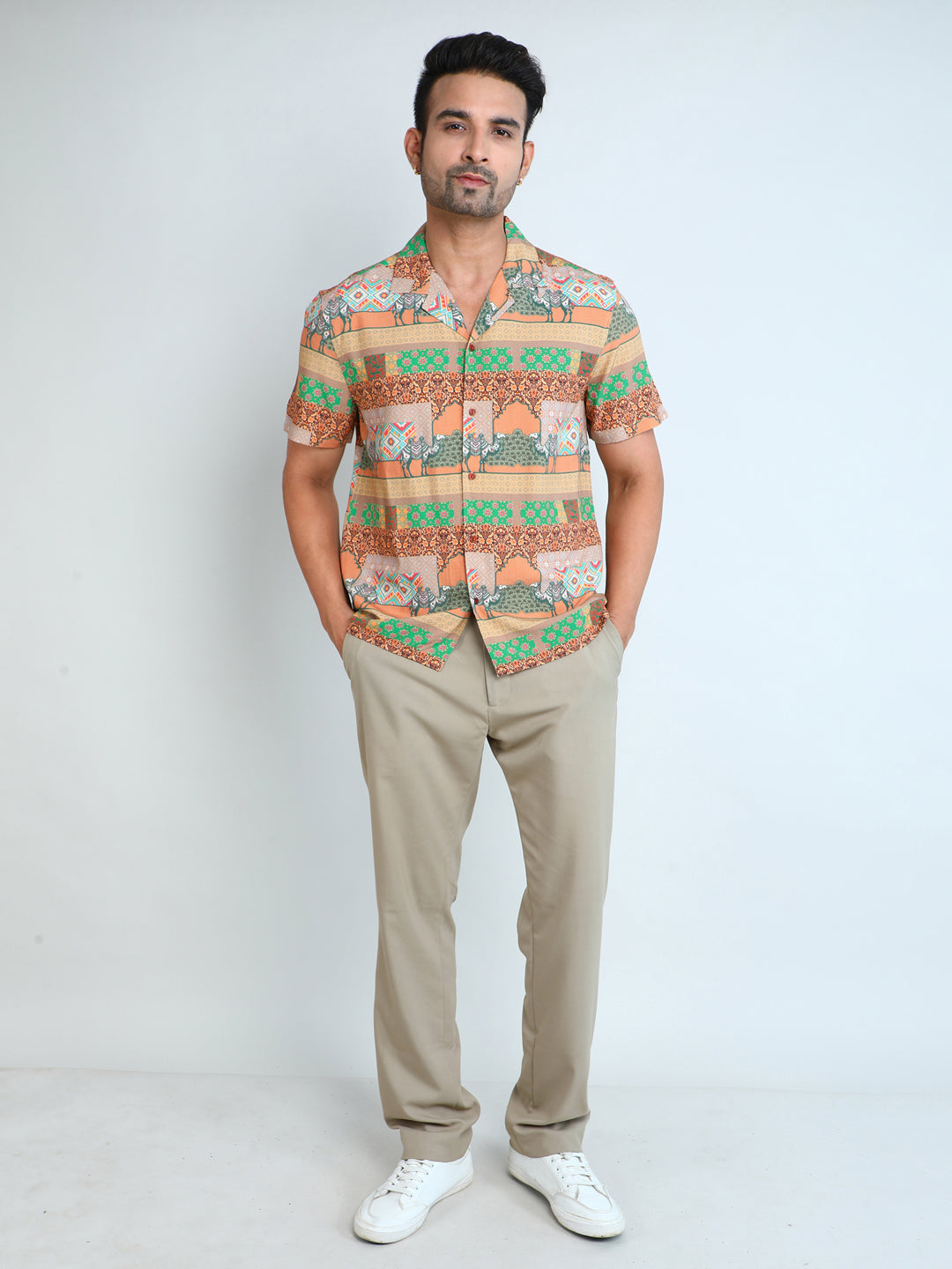 Relaxed Fit Mens Printed Casual Shirt (SS26-ETHENIC)