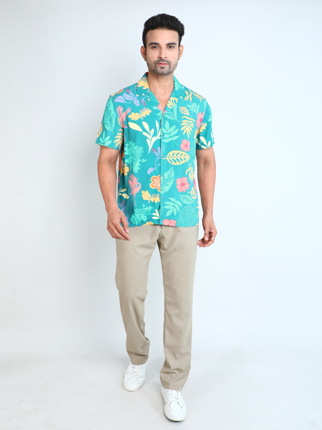 Relaxed Fit Mens Printed Casual Shirt (SS26-BIRDRETRO)