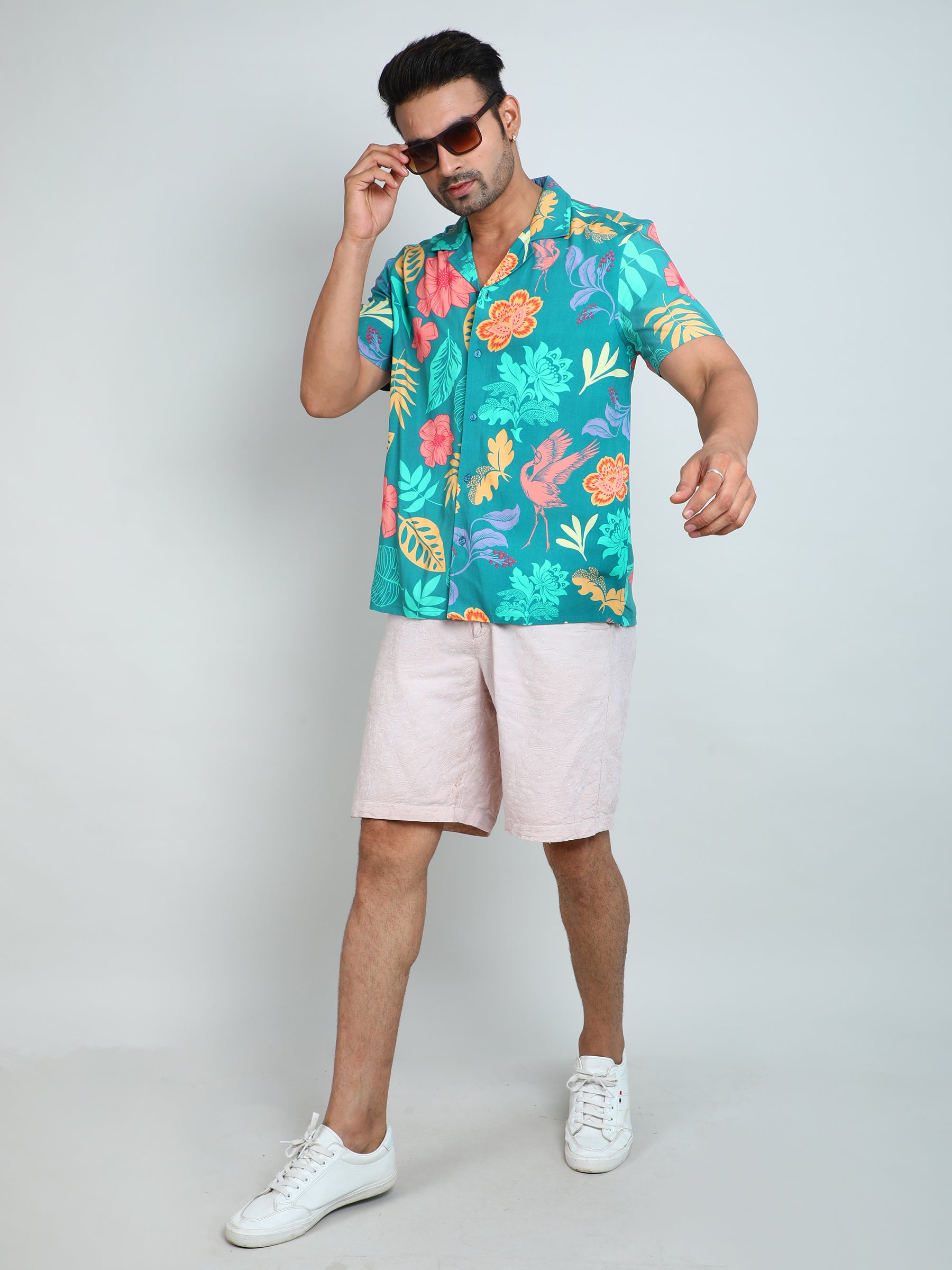 Relaxed Fit Mens Printed Casual Shirt (SS26-BIRDRETRO)