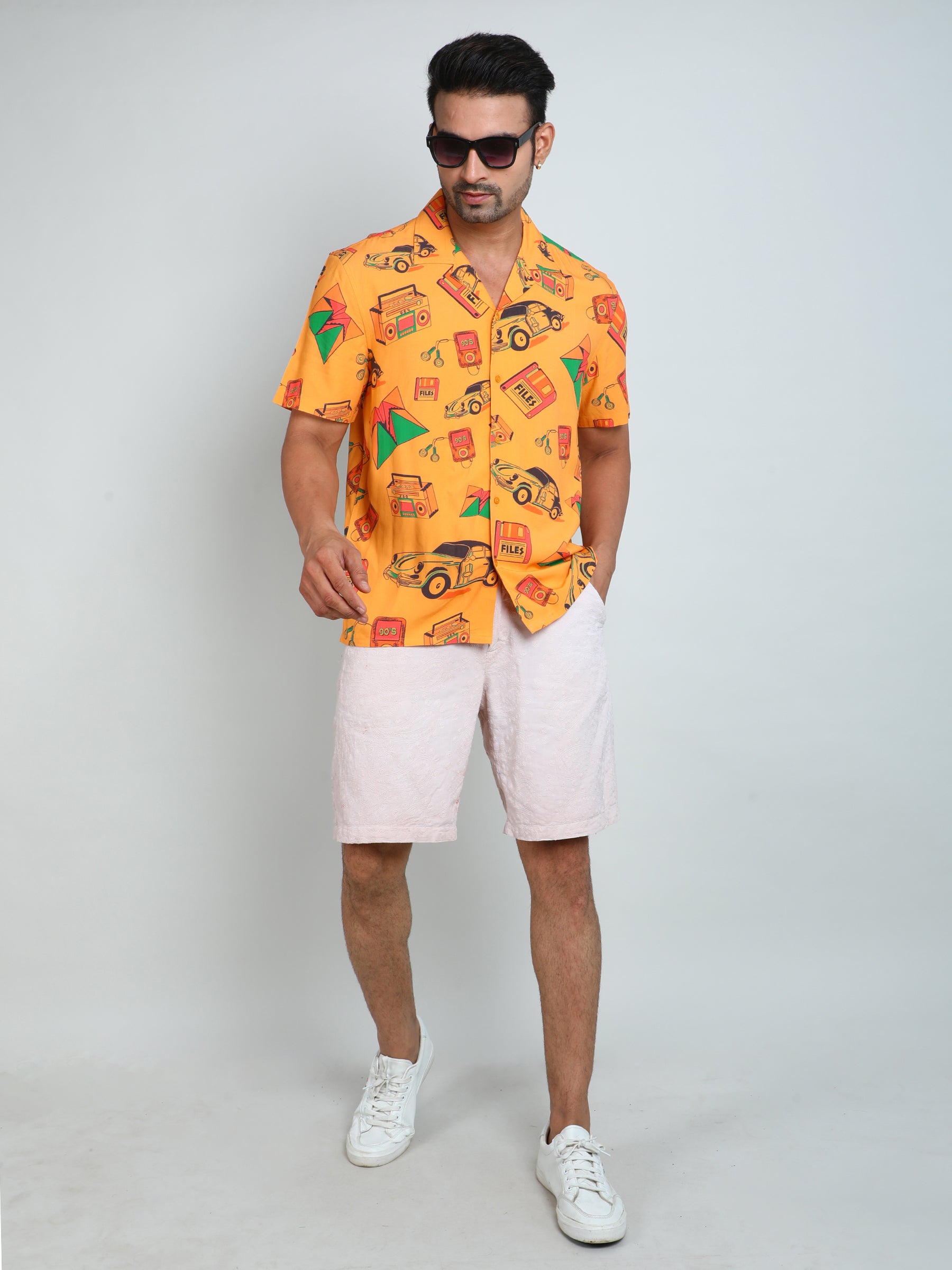 Relaxed Fit Mens Printed Casual Shirt (SS26-RETROVIBE)
