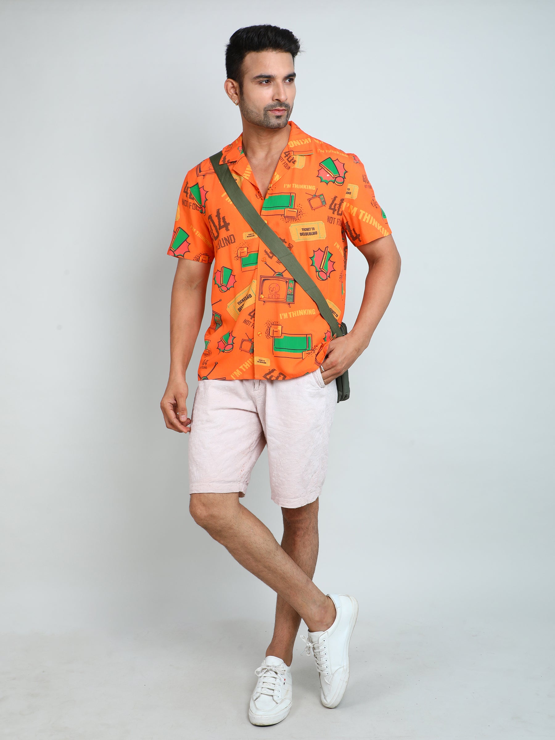 Relaxed Fit Mens Printed Casual Shirt (SS26-404ERROR)