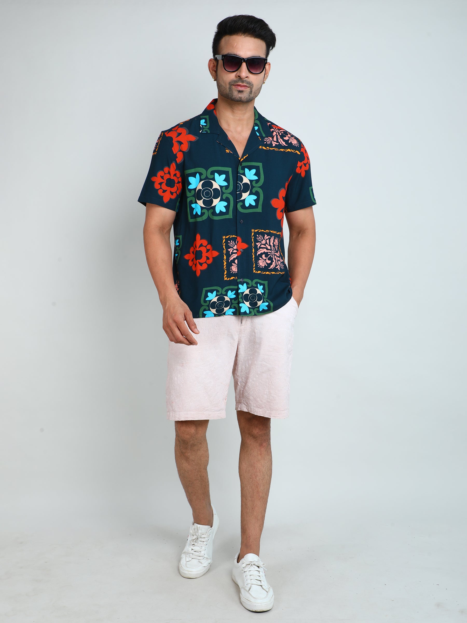 Relaxed Fit Mens Printed Casual Shirt (SS26-AZULEZO)