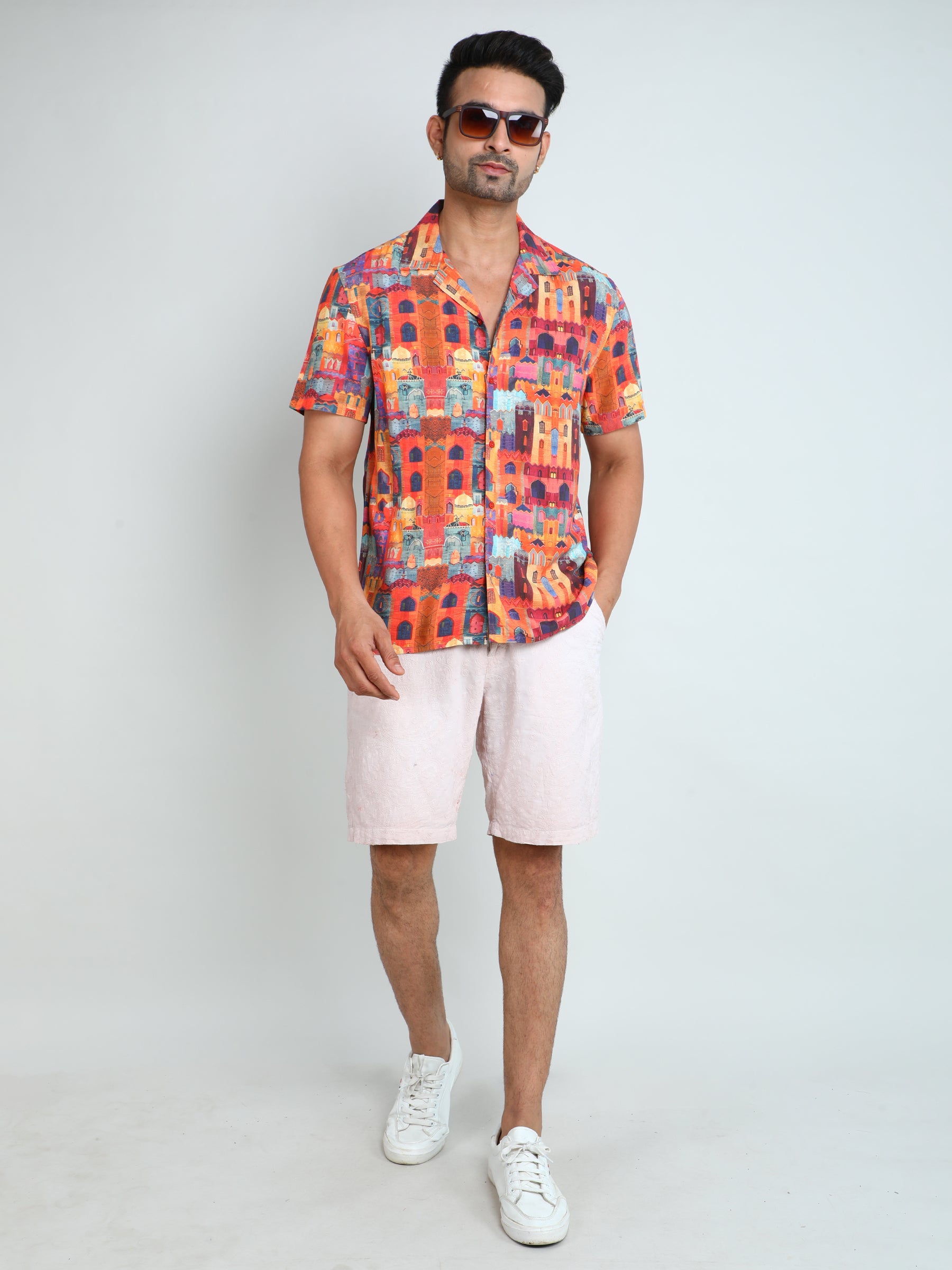 Relaxed Fit Mens Printed Casual Shirt (SS26-CITYSCAPE)